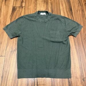 Buck Mason Yuma Hemp Rib Knit Pocket Tee Shirt Mens Large Striped Sweater $128